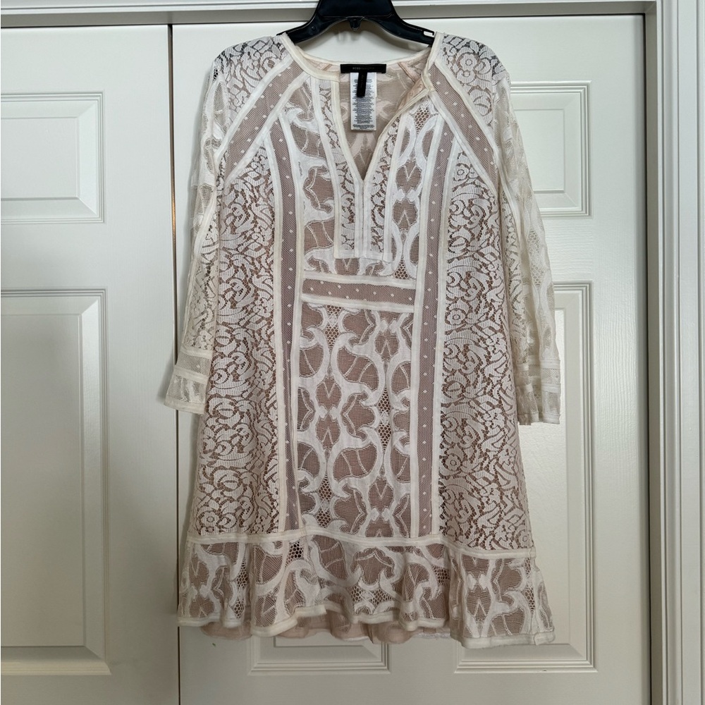 BCBG Maxazria White Lace Dress size L